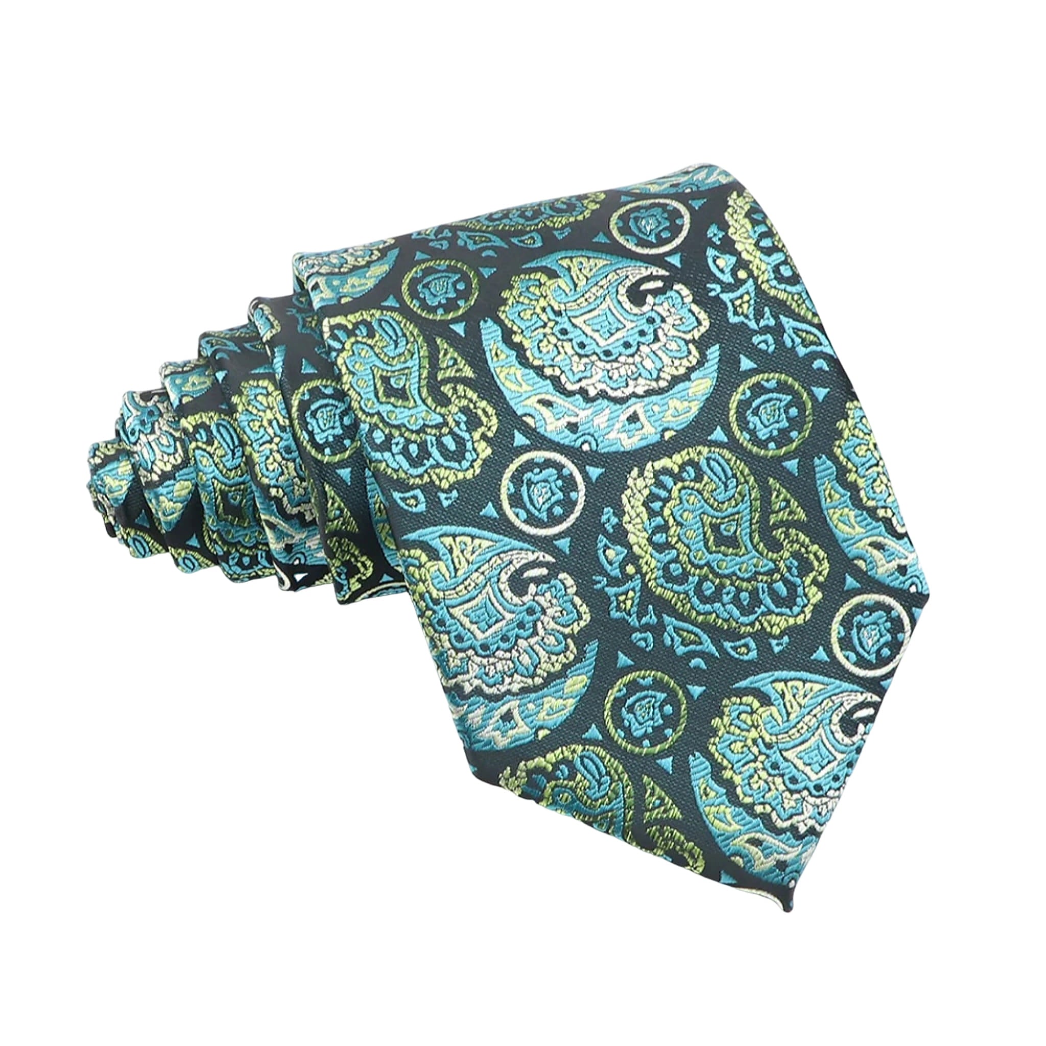 Dark Teal Teal Paisley Necktie