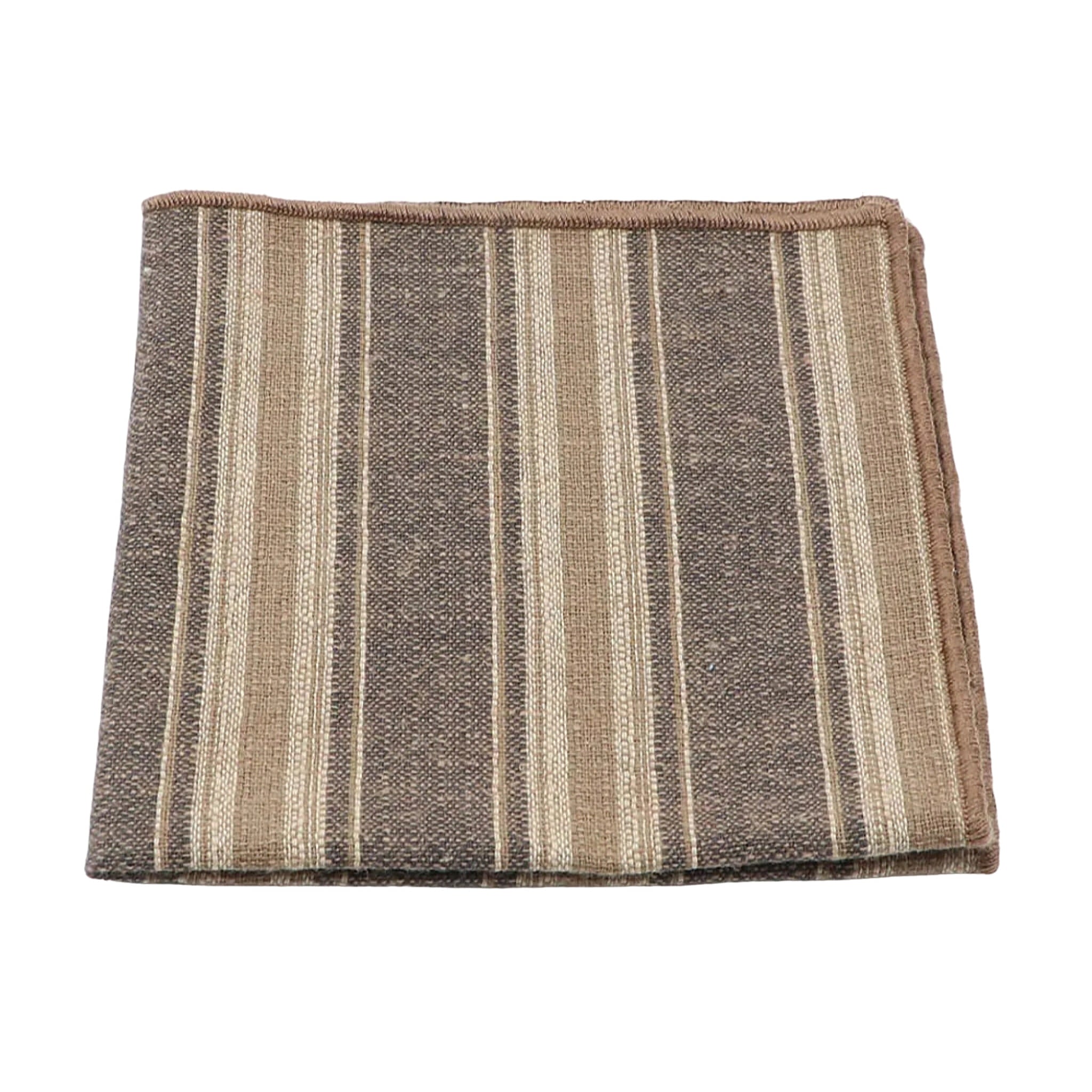 Brown Beige Striped Pocket Square