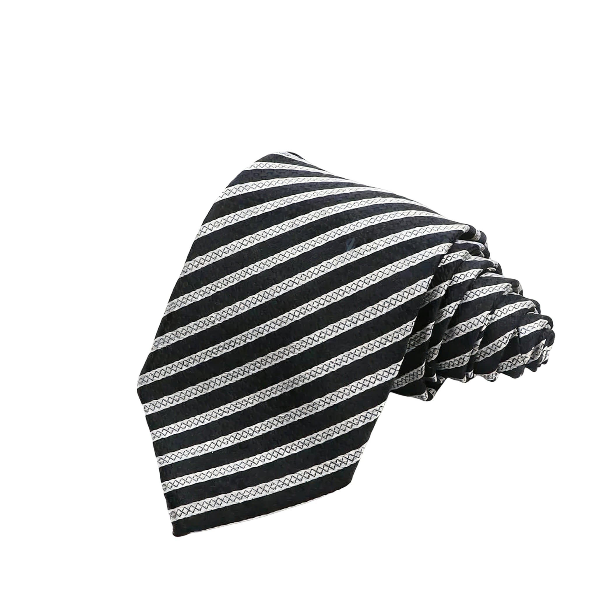 Black White Striped Necktie