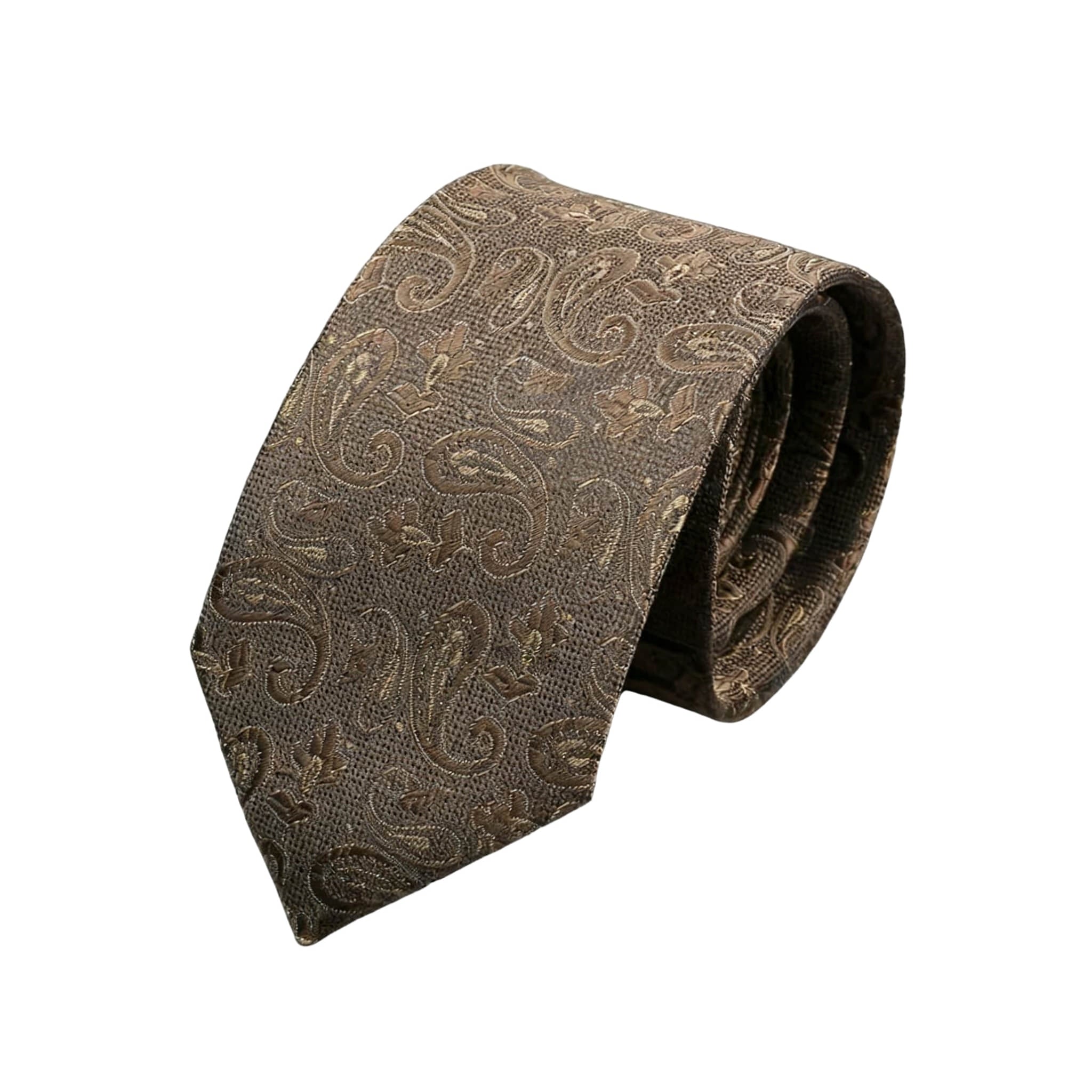 Brown Gold Paisley Necktie