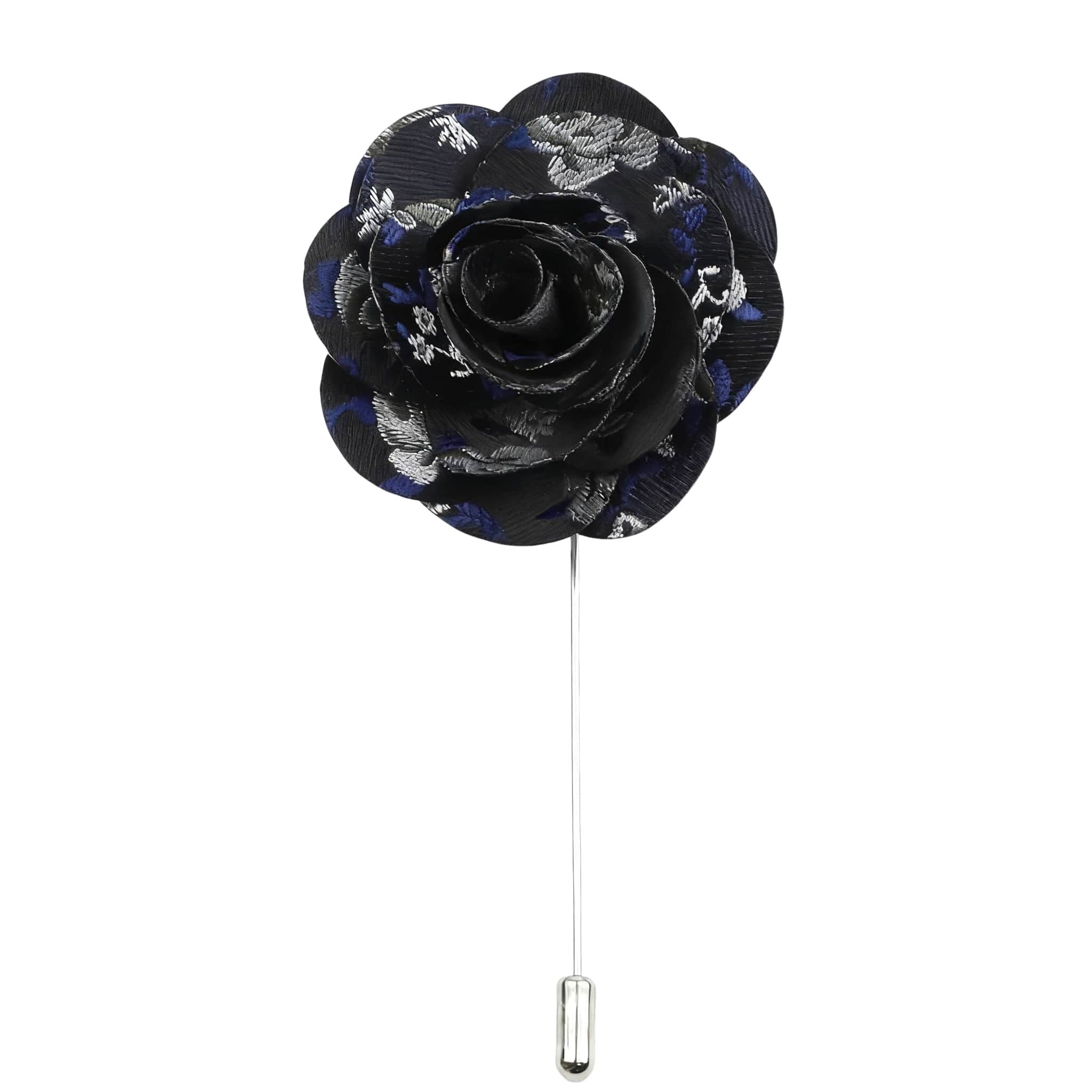 Black Gray Floral Lapel Pin