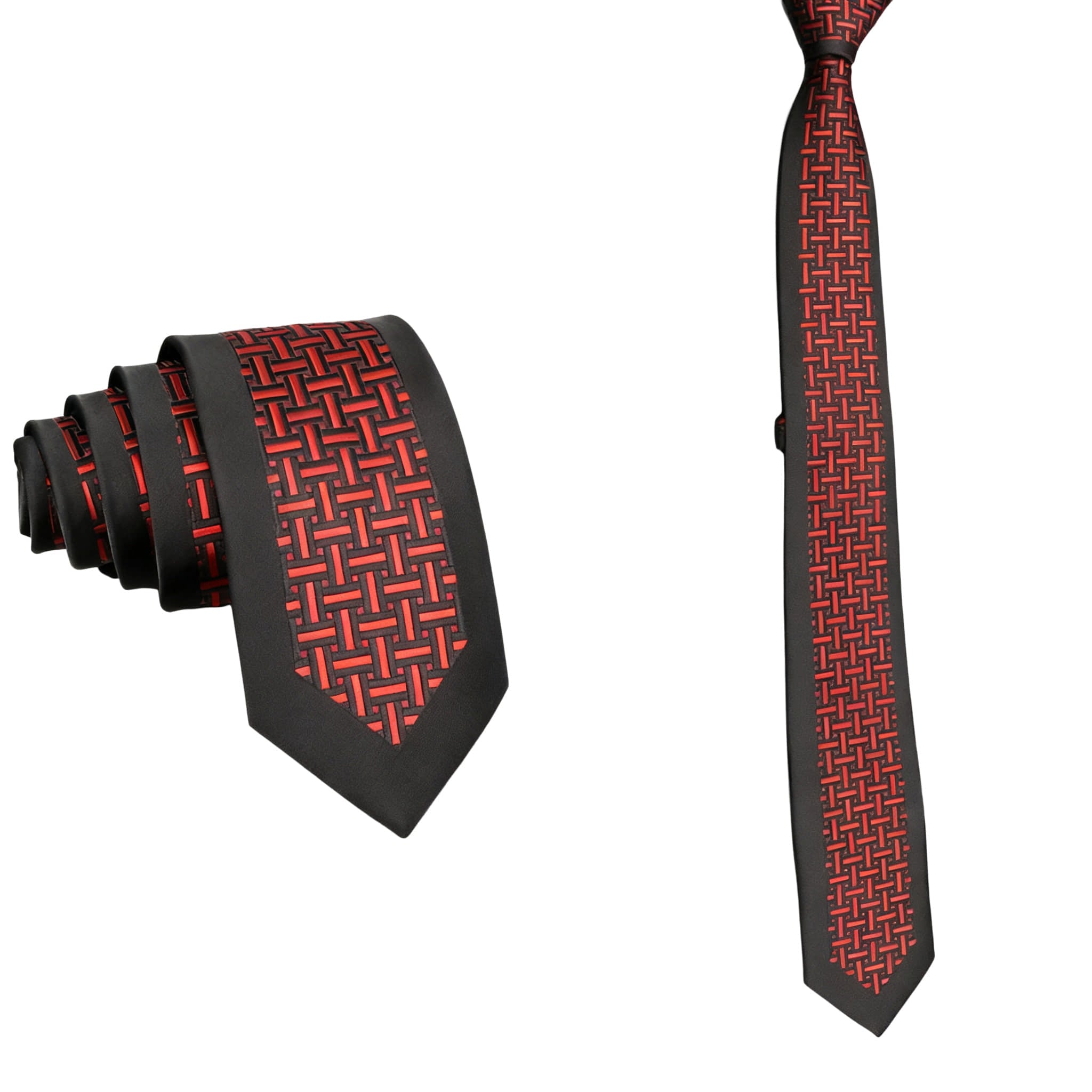 Black Red Geometric Necktie