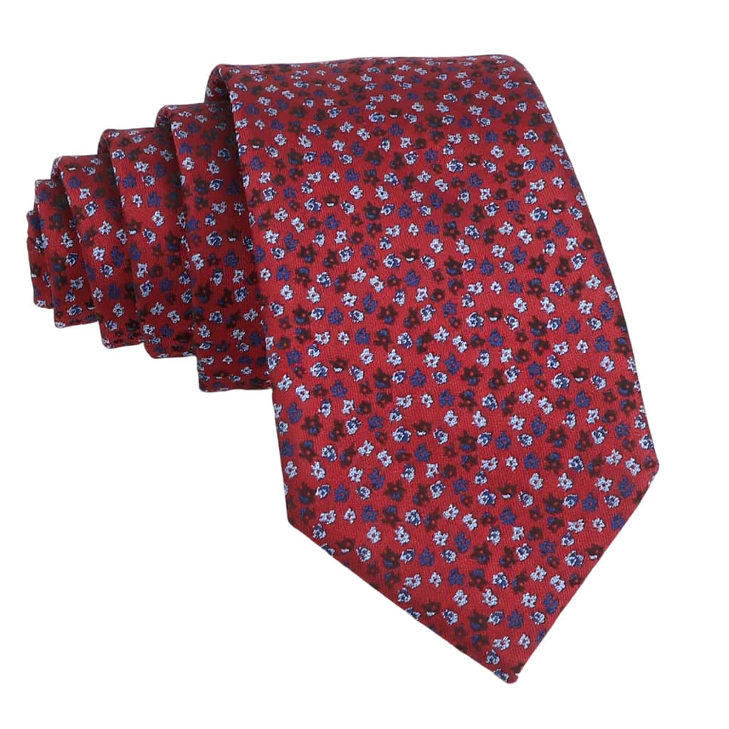 Red Blue Floral Necktie