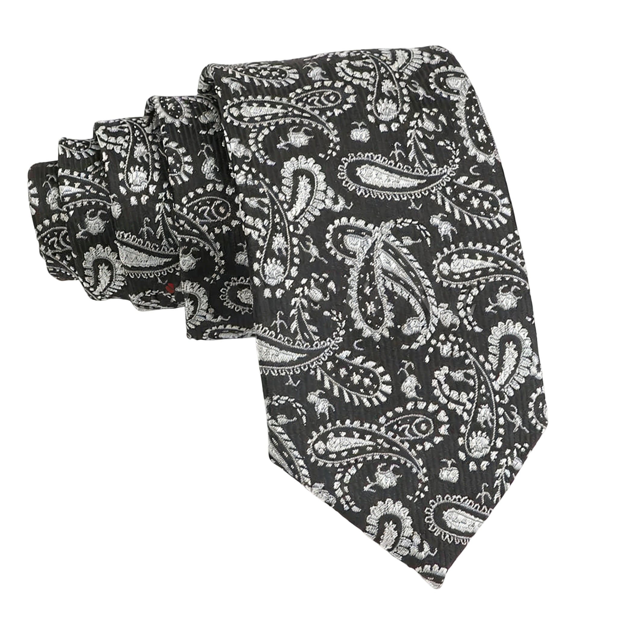 Black Silver Paisley Necktie