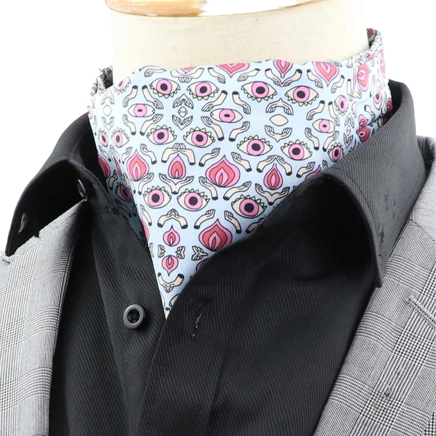 Light Blue With PinkRed Eyes Hands Flame Ascot