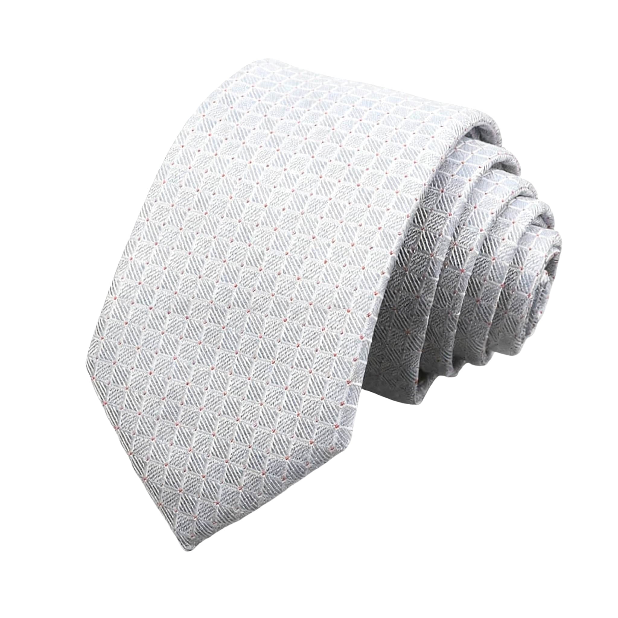 Gray Red Geometric Necktie
