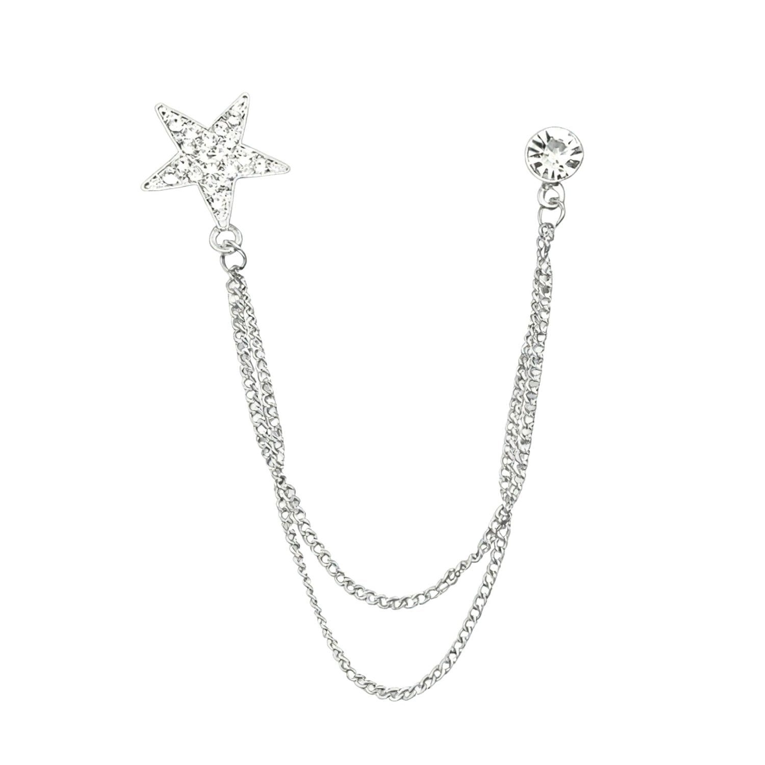 Silver White Star Lapel Pin