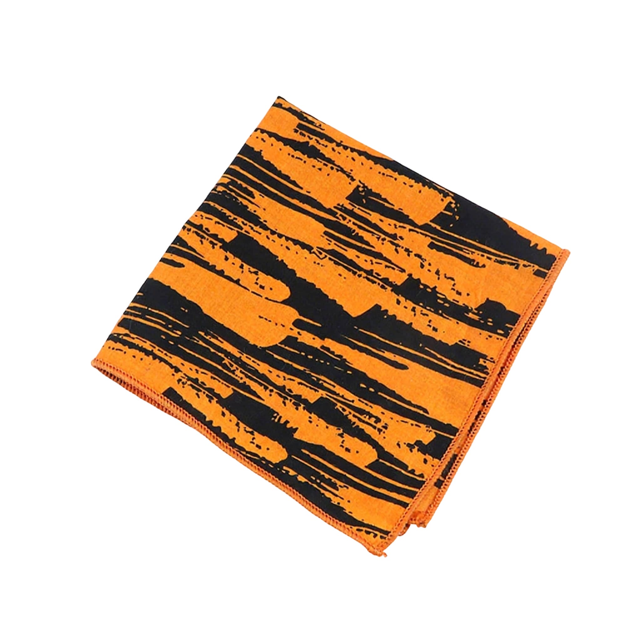 Orange Black Brush Stroke Pocket Square