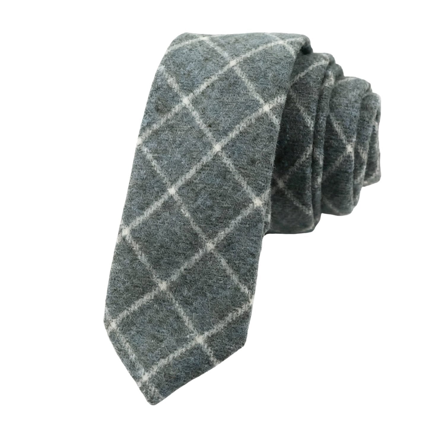 Dark Green With White Plaid Necktie