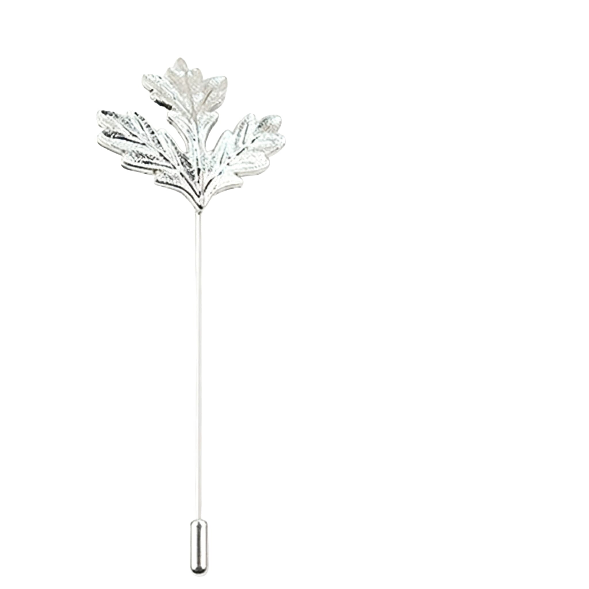 Silver White Leaf Lapel Pin