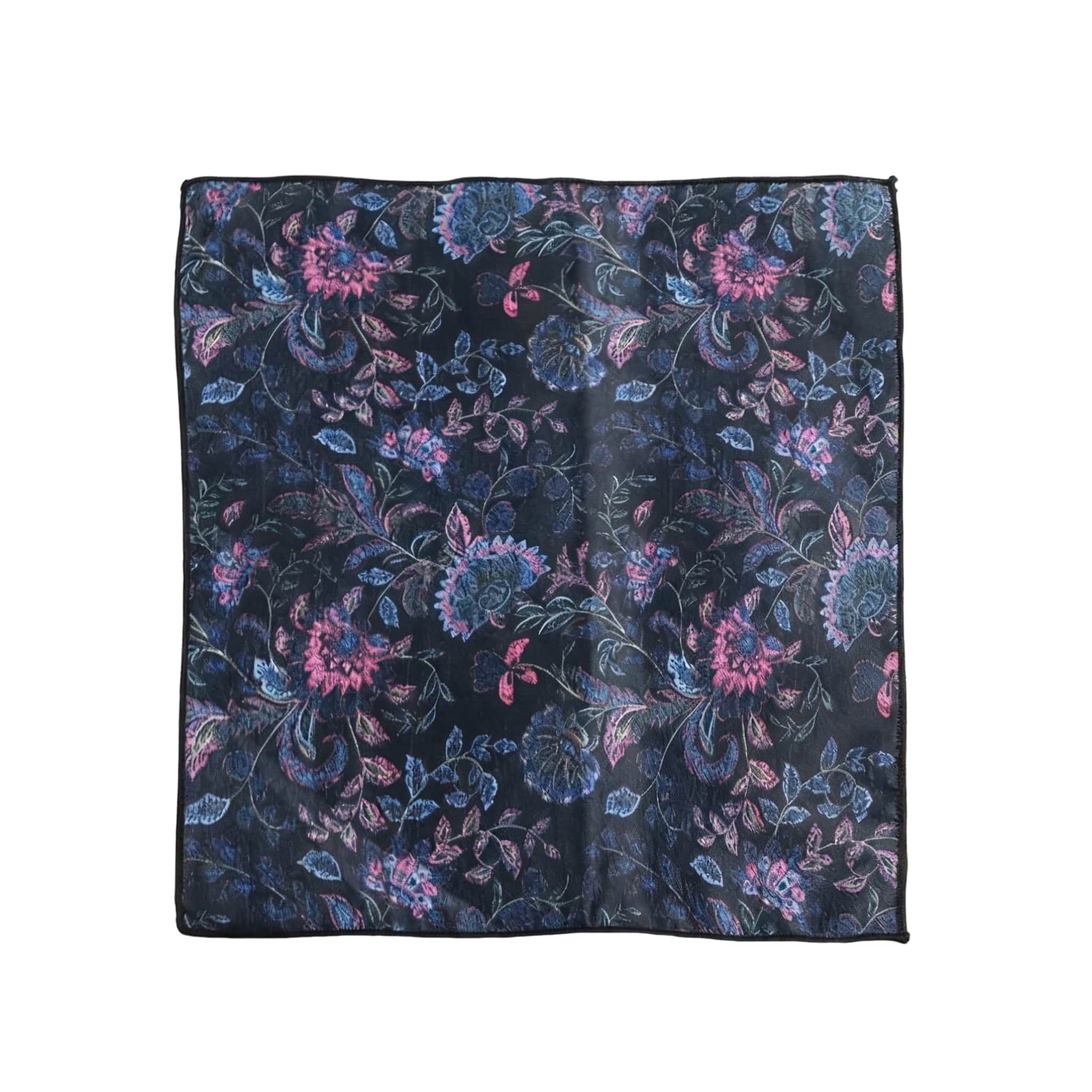 Black Pink Floral Pocket Square