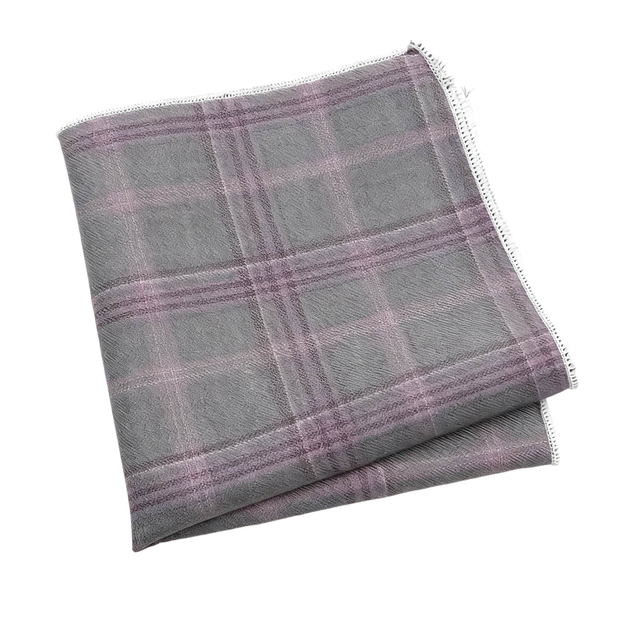 Gray Purple Plaid Pocket Square