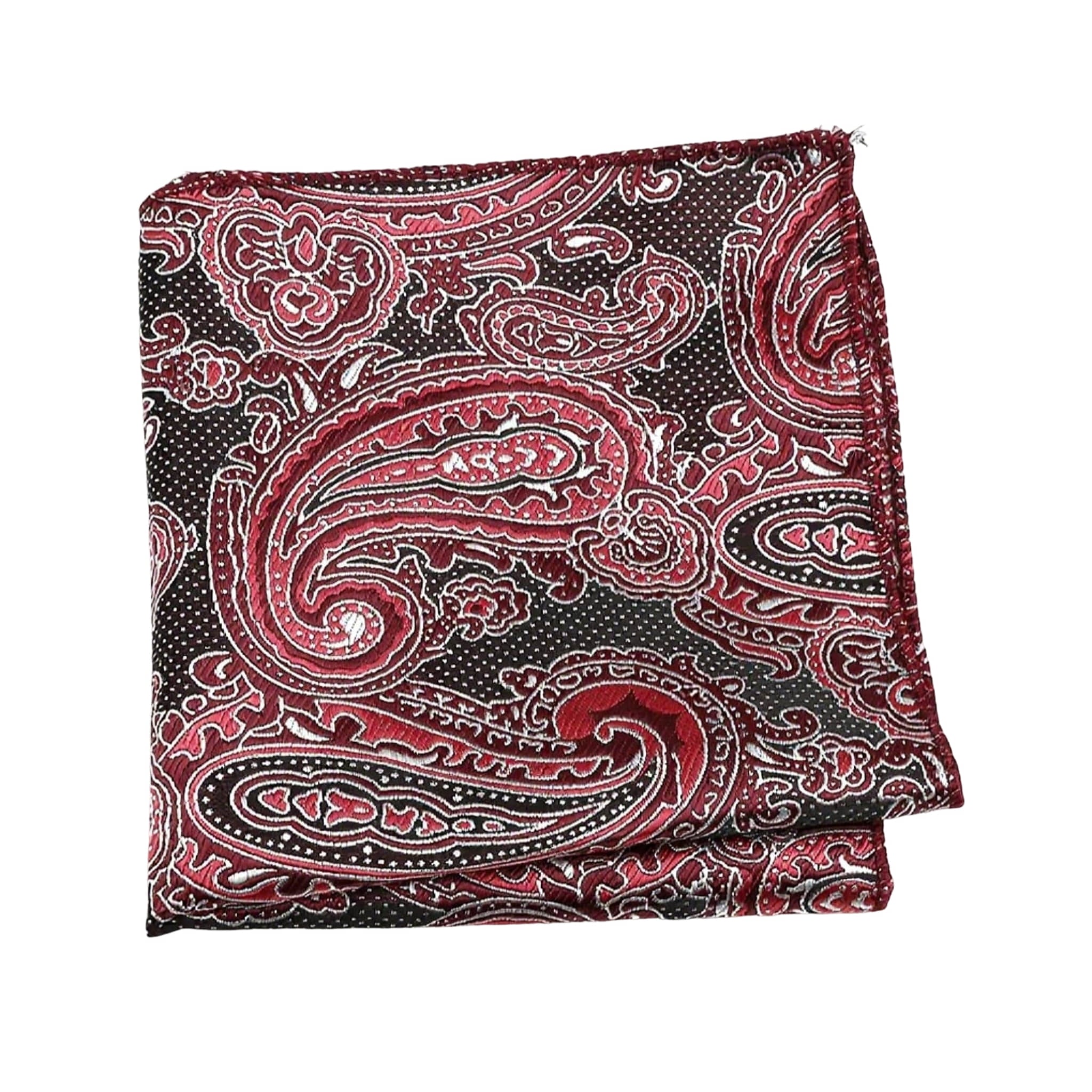 Black Red Paisley Pocket Square
