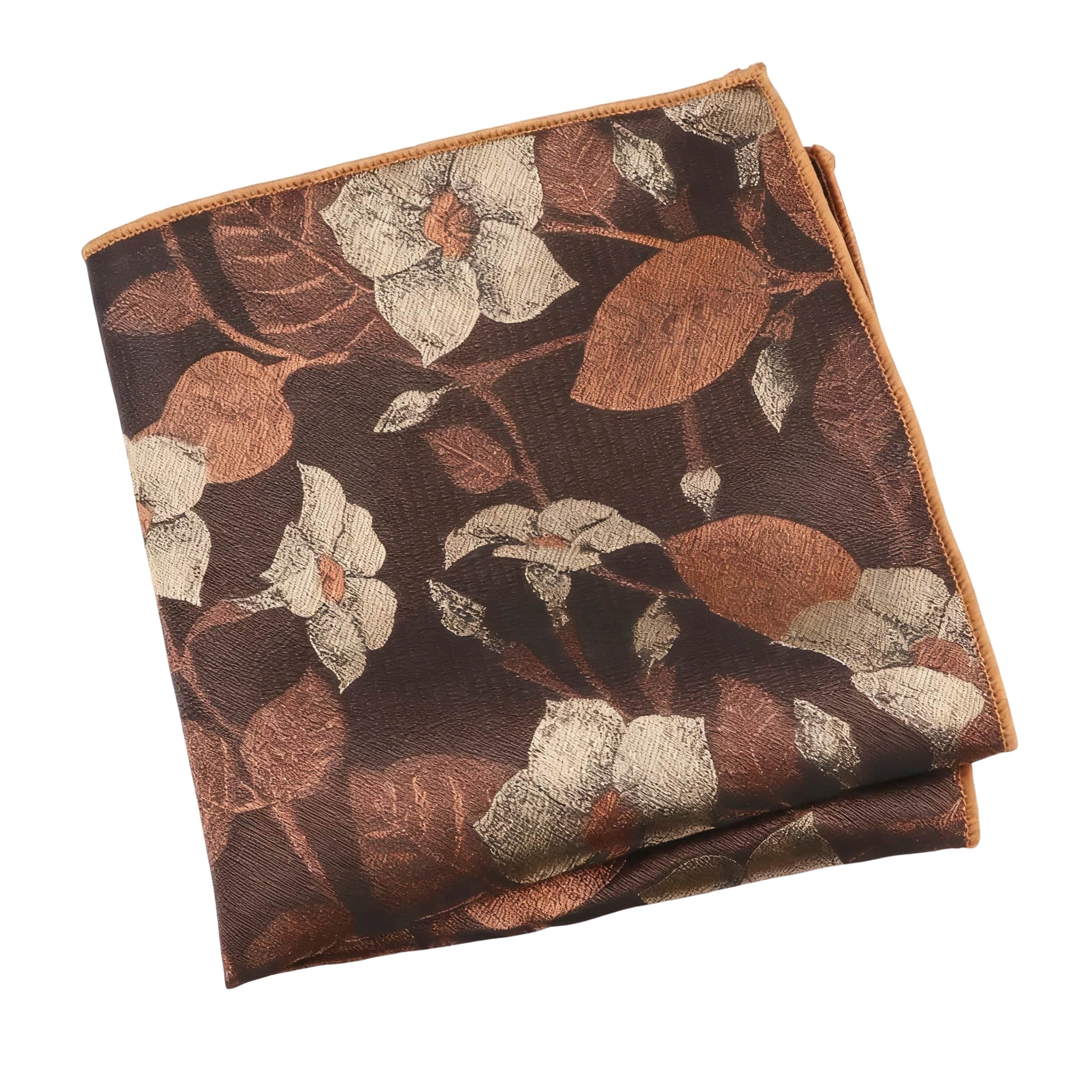 Brown Gold Floral Pocket Square