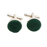 Silver Green Solid Cufflink