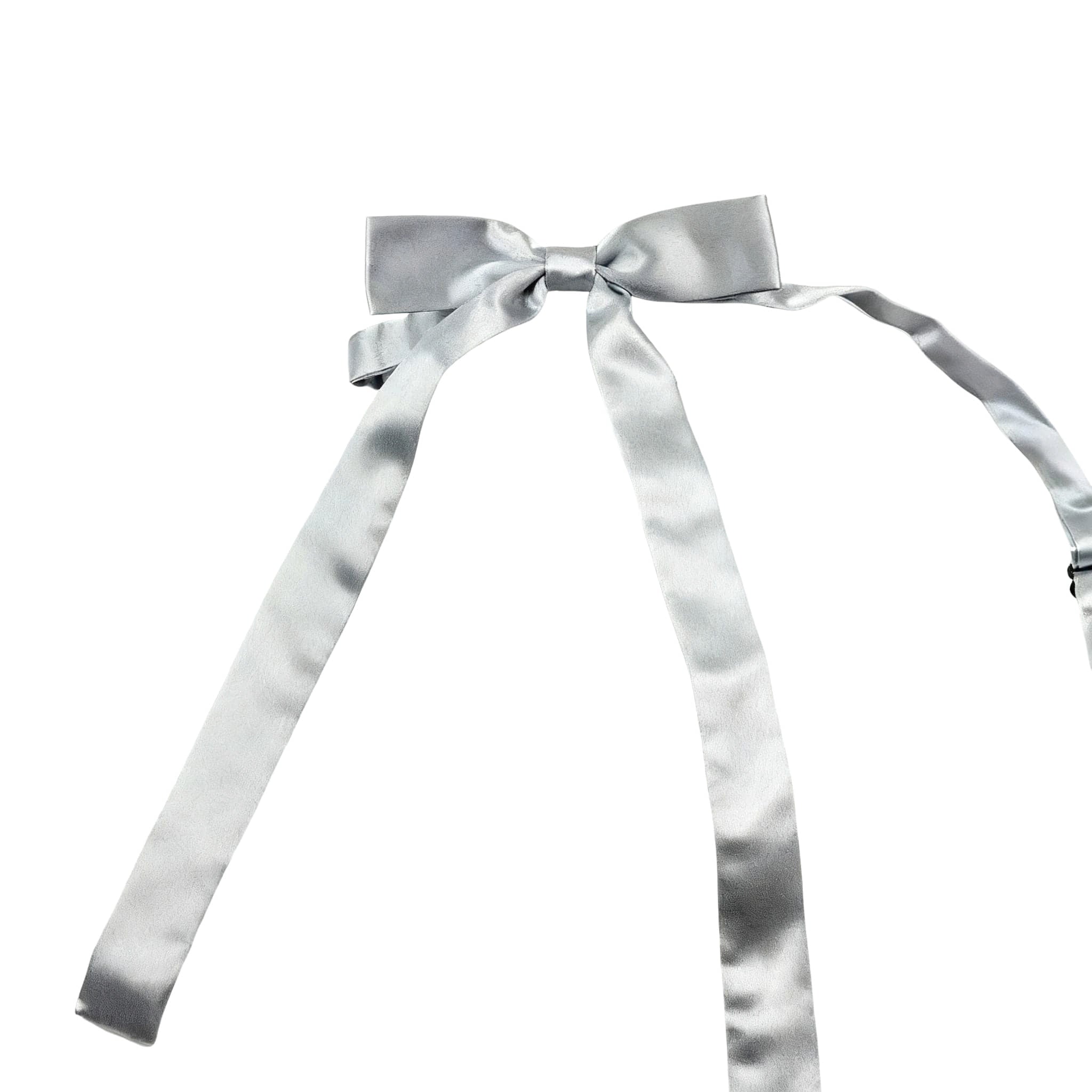 Silver Long Bow Tie