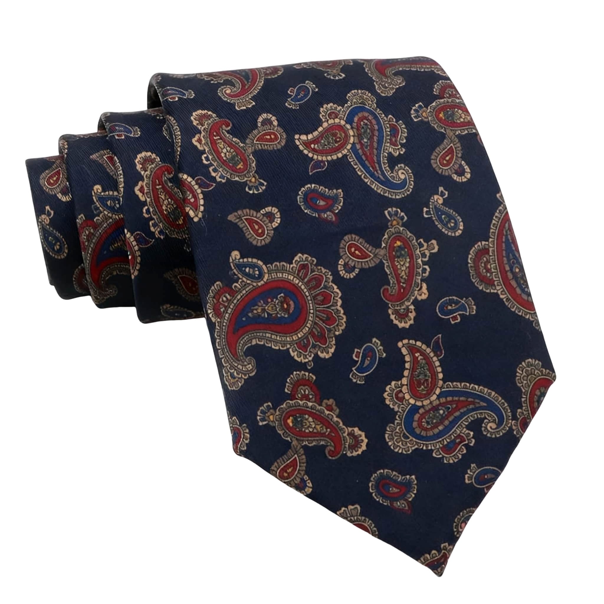 Navy Blue Red Paisley Necktie