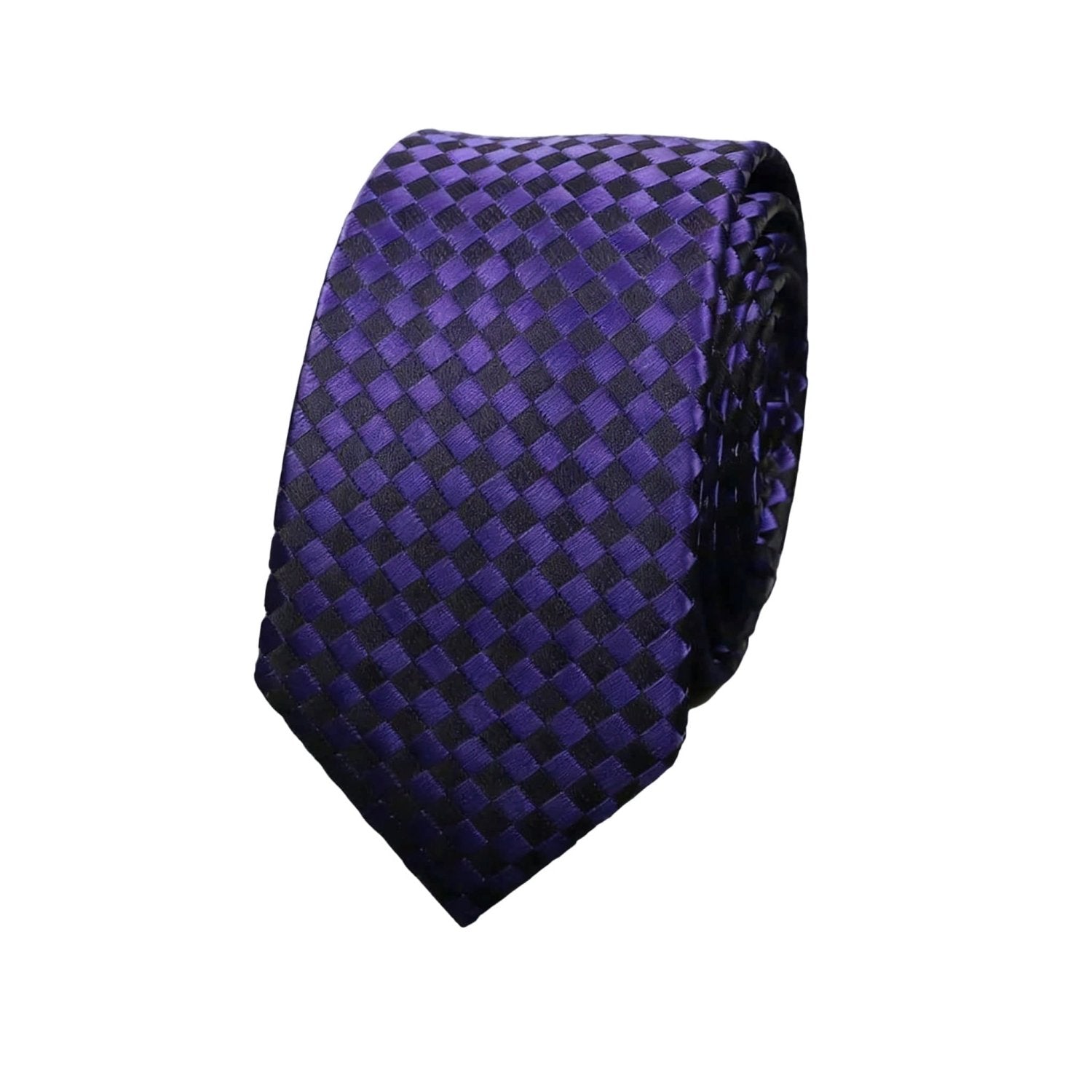 Purple With Black Checkered Necktie