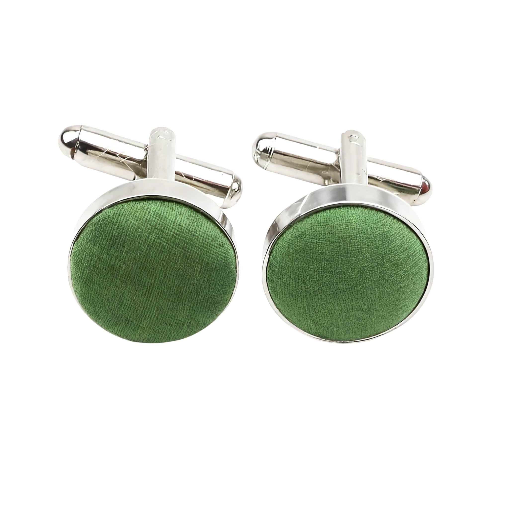 Silver Green Solid Cufflink