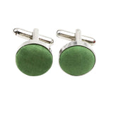 Silver Green Solid Cufflink