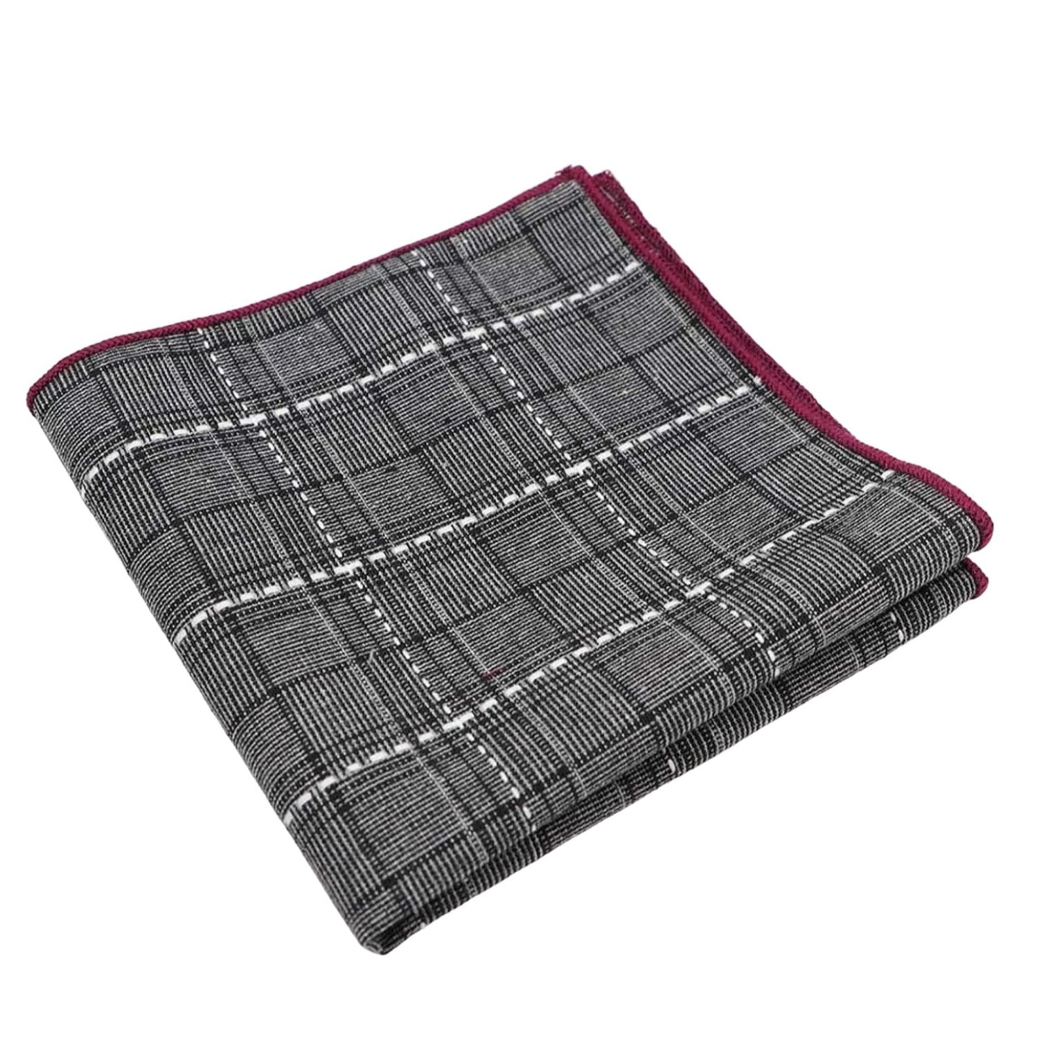 Dark Gray With White Black Checkered Pocket Square