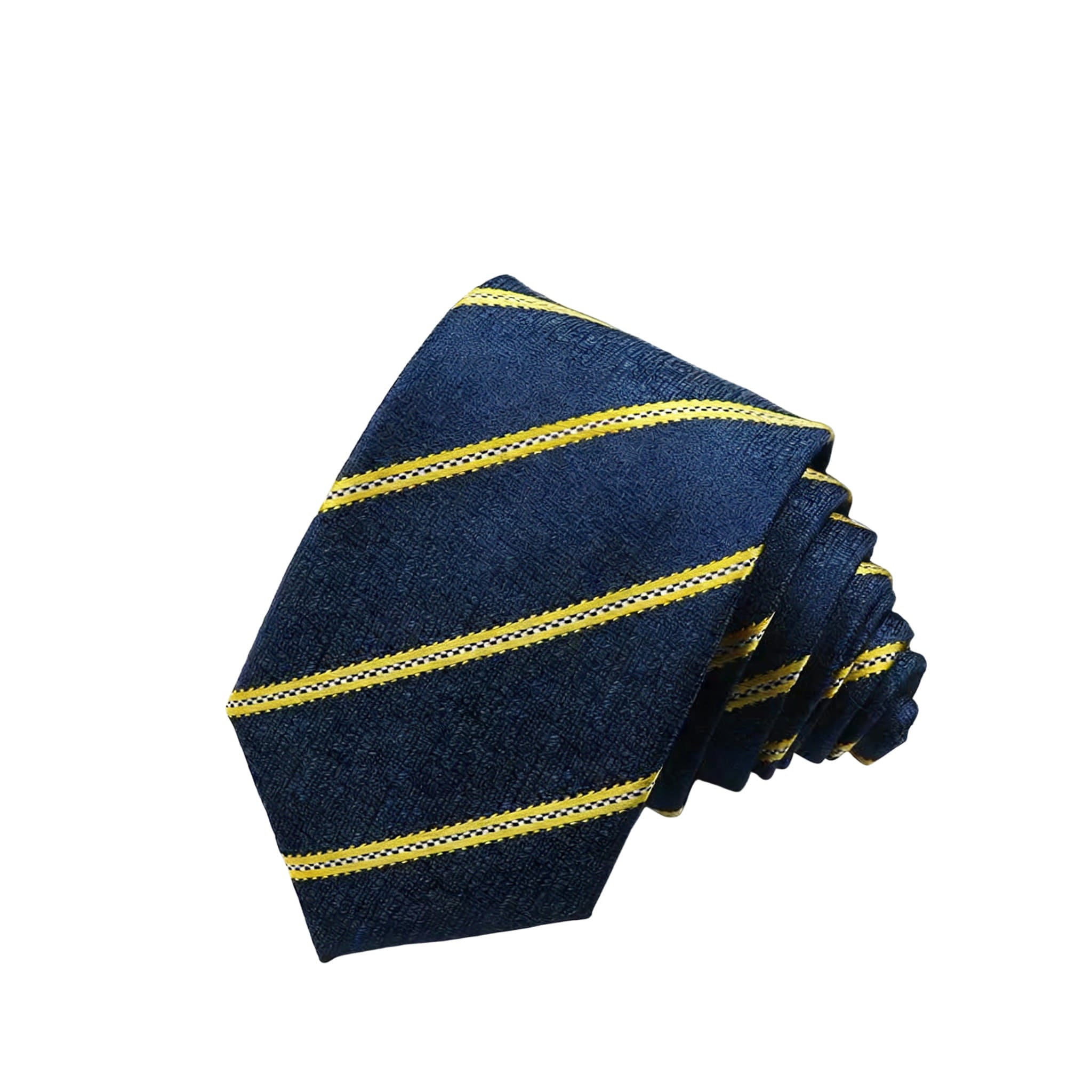 Navy Blue Necktie With Yellow Stripes