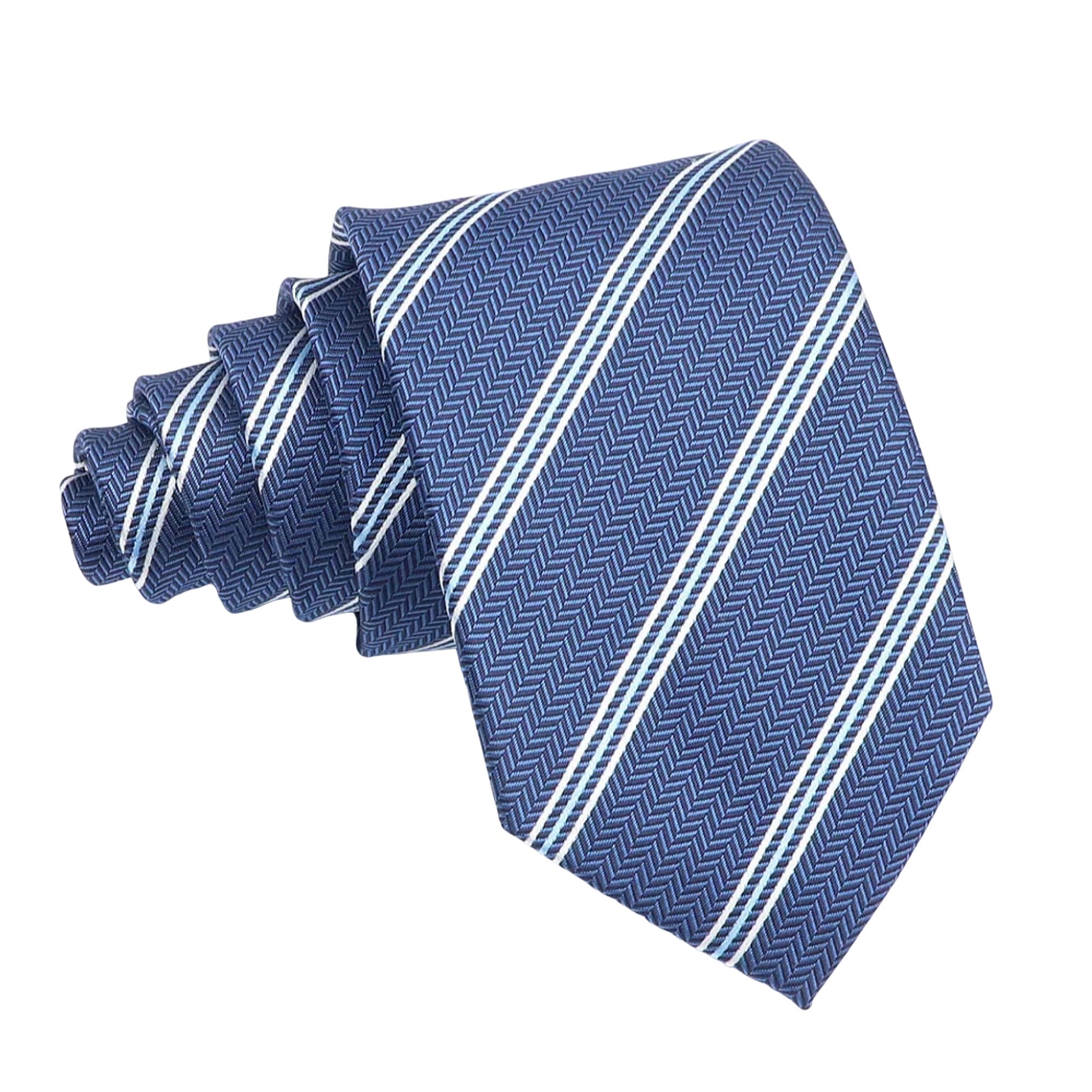 Blue White Striped Necktie