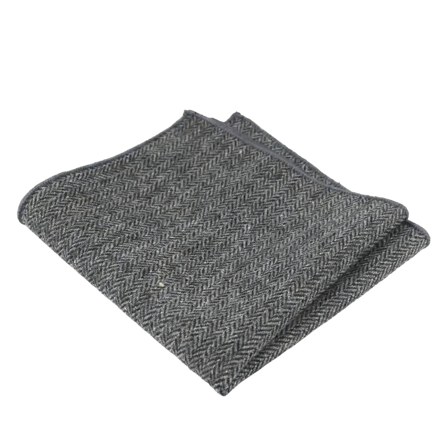 Dark Gray with Light Gray Herringbone Pocket Square