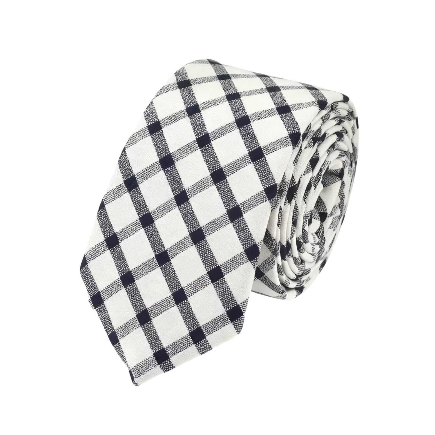 White With Black Plaid Necktie