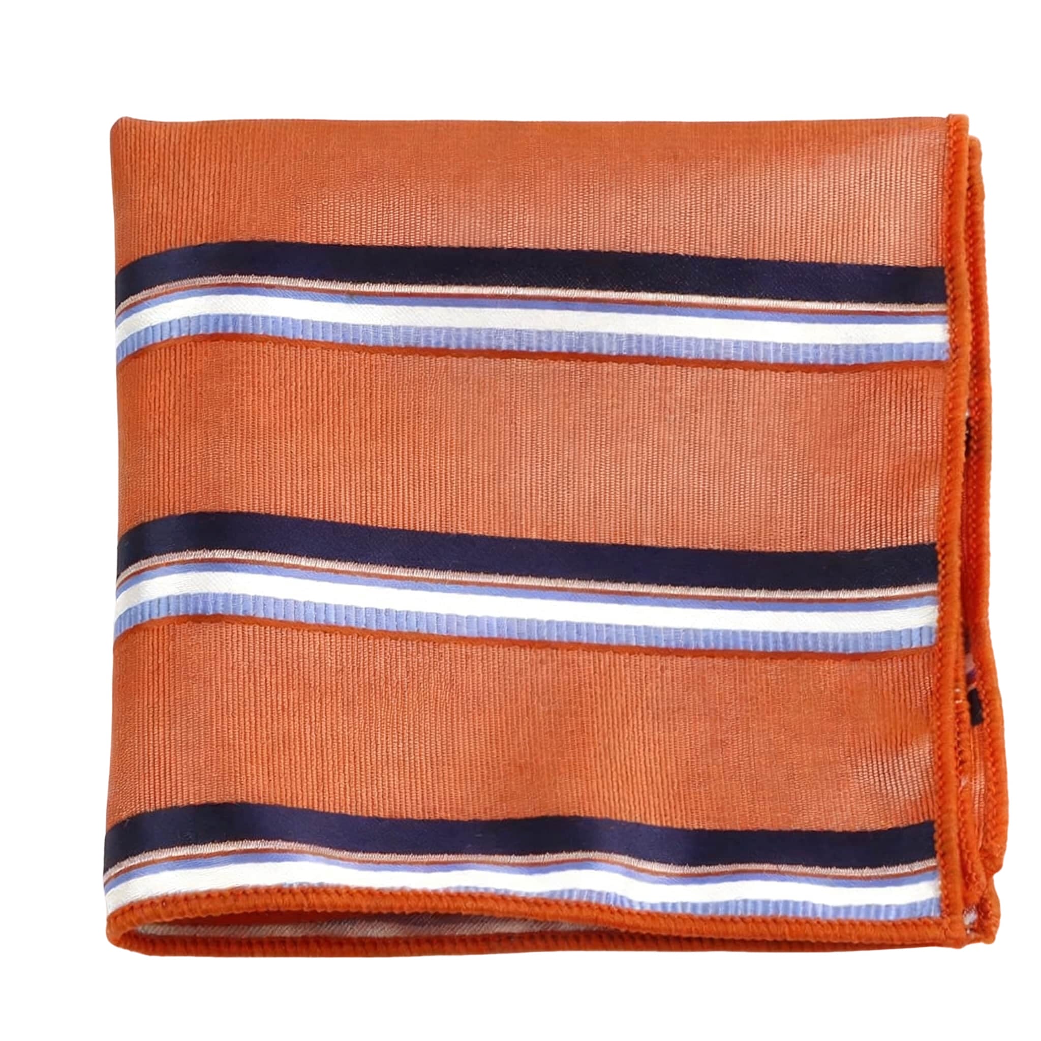 Orange Blue Striped Pocket Square
