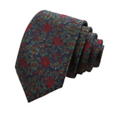 Navy Blue Red Floral Necktie