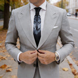 Black With Gray Wolf Head Necktie