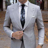 Black With Gray Wolf Head Necktie