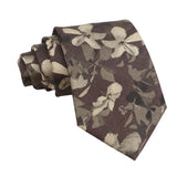 Brown Beige Floral Necktie