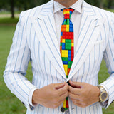 Red with Multicolor Lego Bricks Necktie