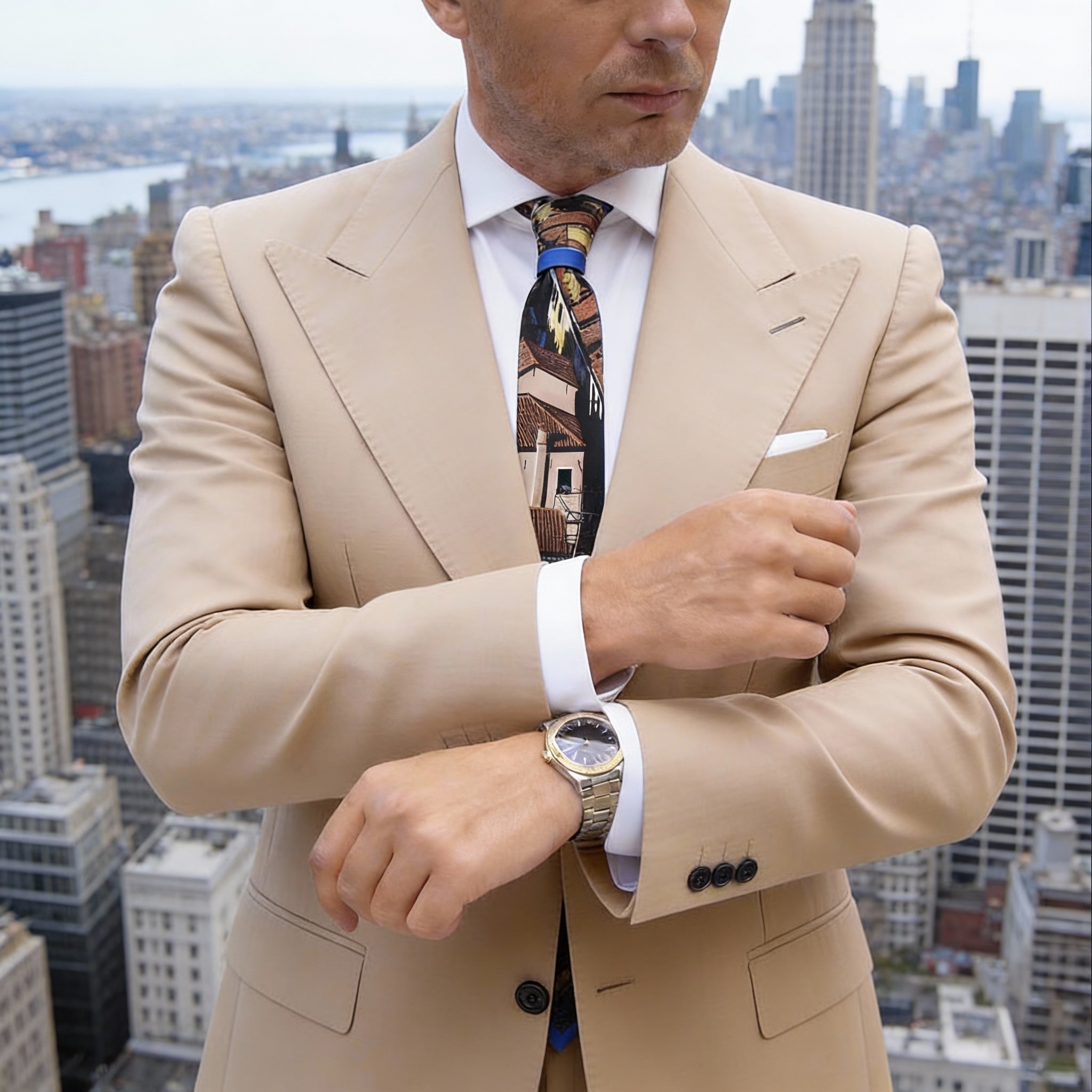 Black With Brown Building Necktie