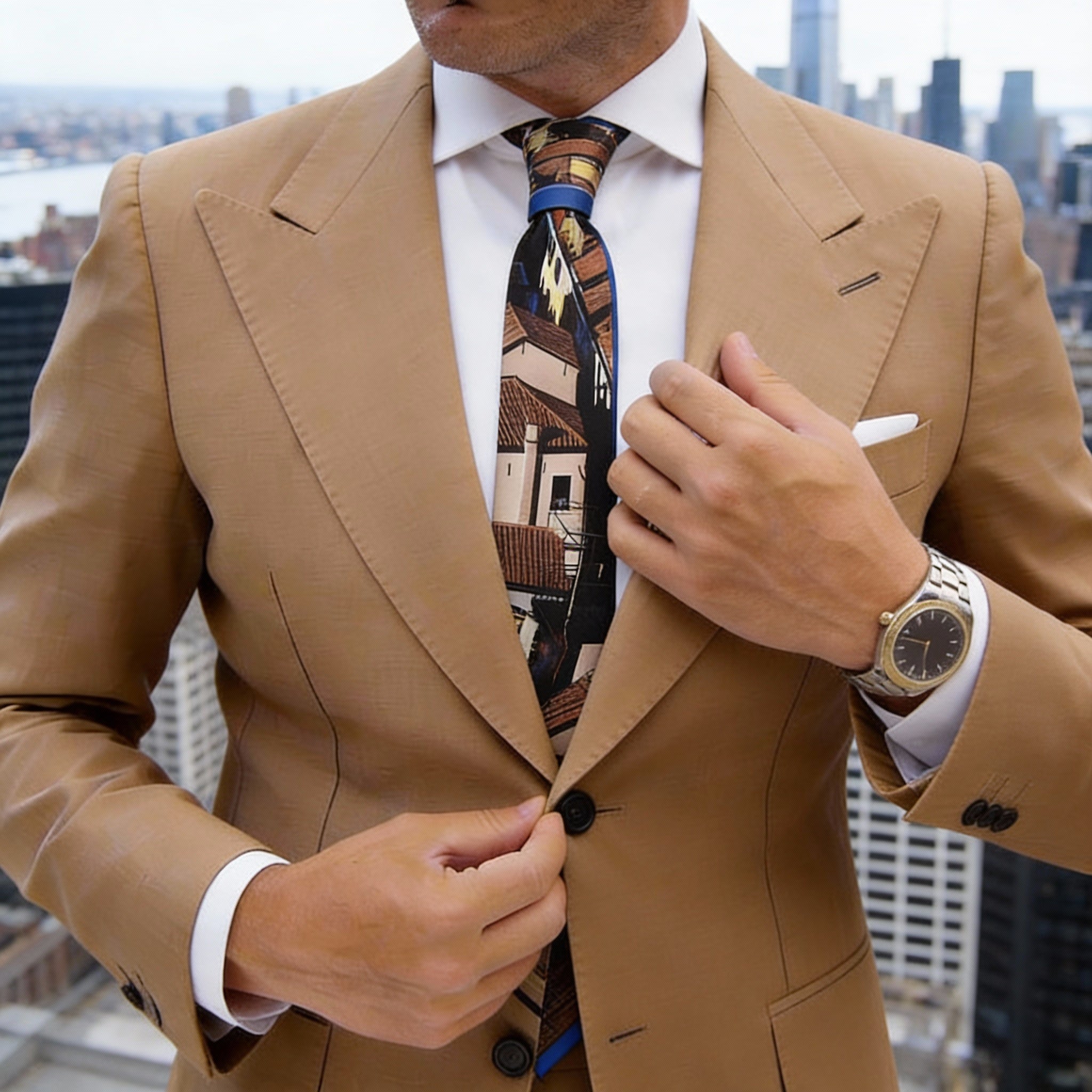 Black With Brown Building Necktie