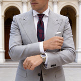 Navy Blue With Red Leaves Necktie