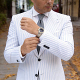 Gray With Black And White Small Check Necktie