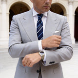 Blue With Light Blue White Striped Necktie