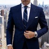 Blue with White Diagonal Stripes Necktie