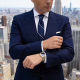 Blue with White Diagonal Stripes Necktie