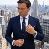 Blue with White Diagonal Stripes Necktie