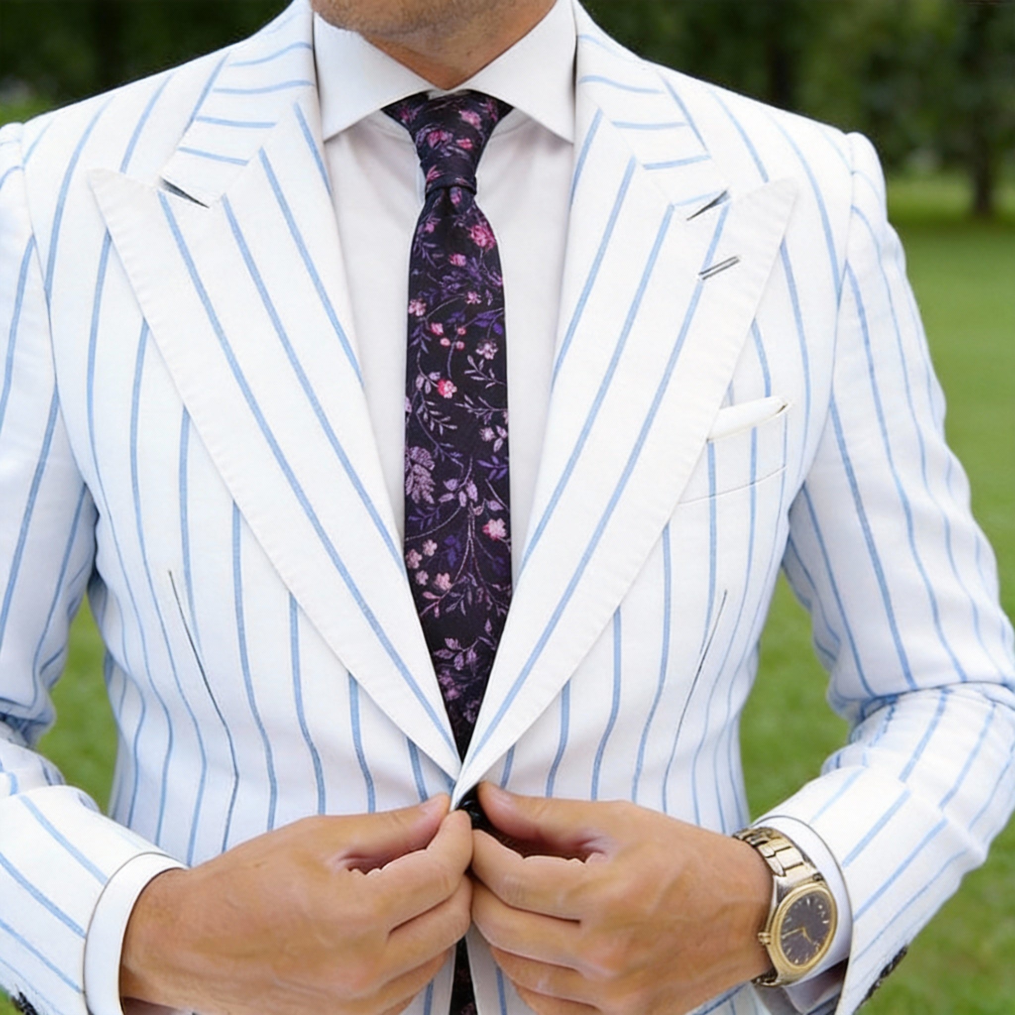 Black With Pink Floral Necktie
