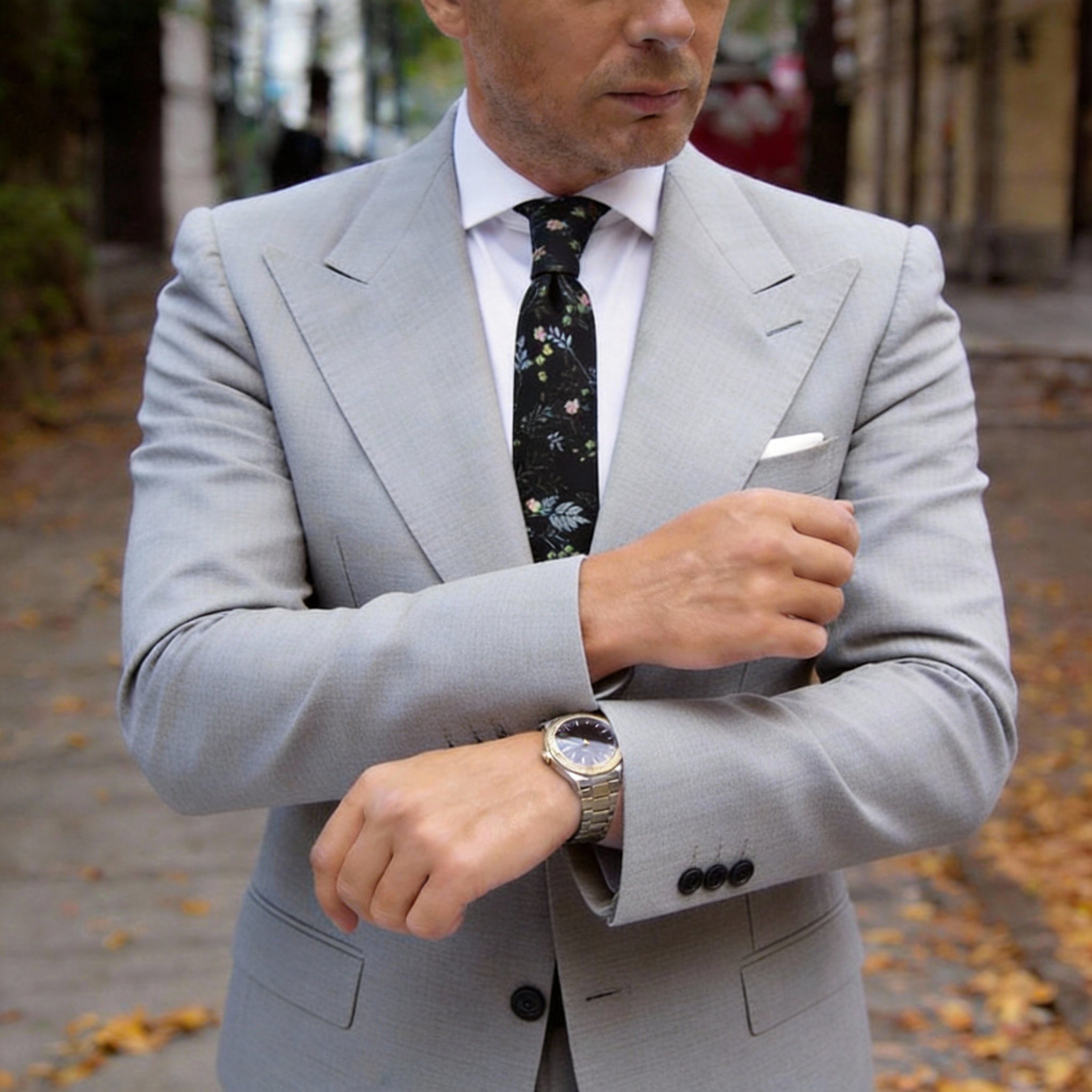 Black Floral Necktie