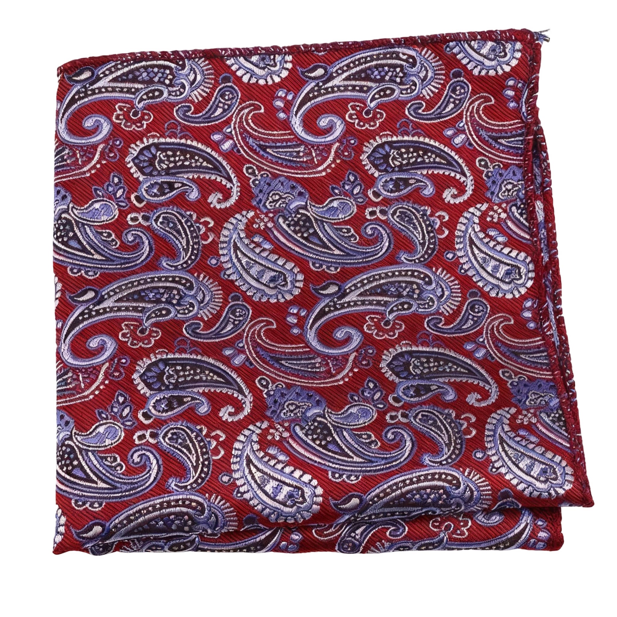 Red Blue Paisley Pocket Square