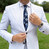 Black With Blue & Gold Floral Necktie