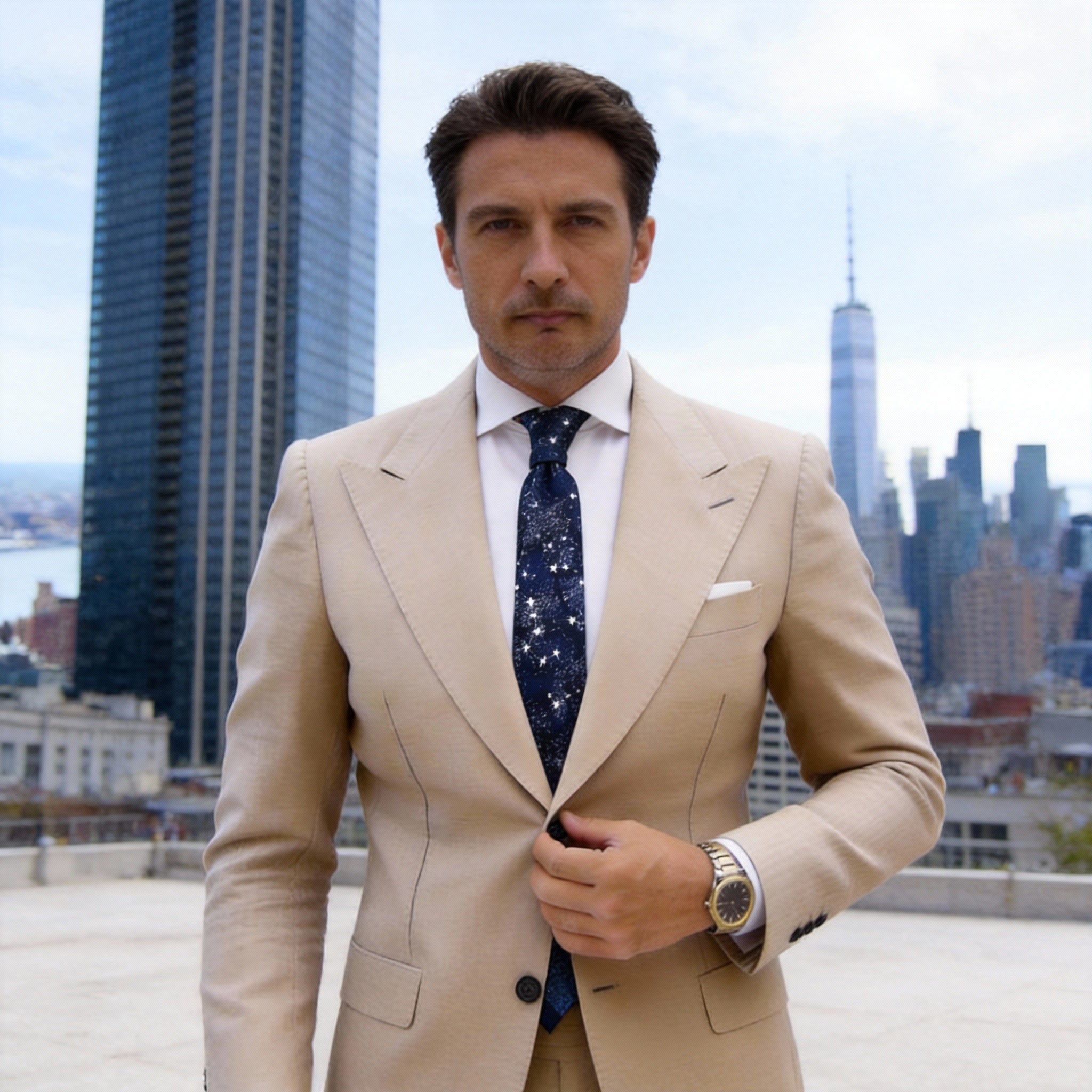 Navy With Blue And Yellow Floral Necktie