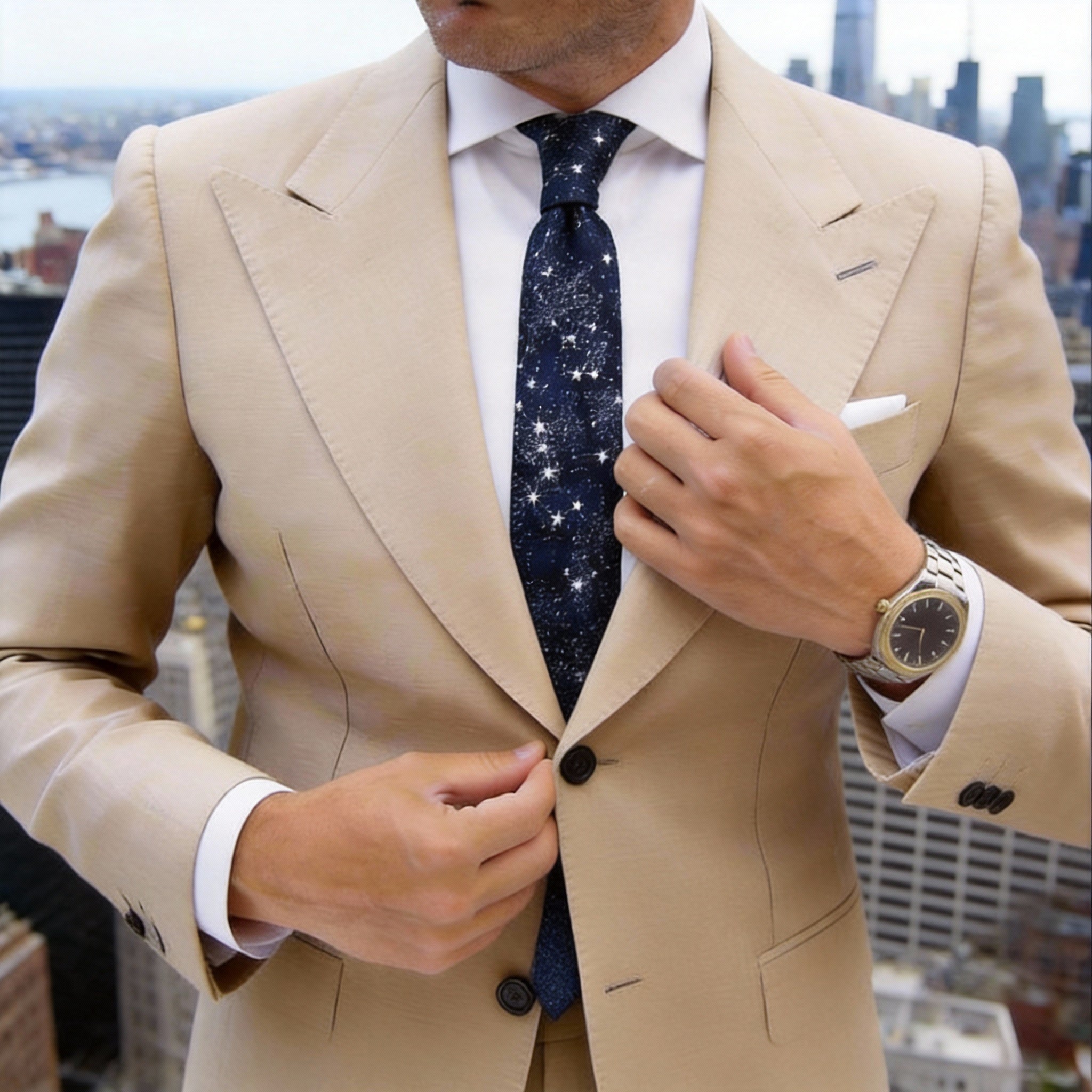 Navy With Blue And Yellow Floral Necktie