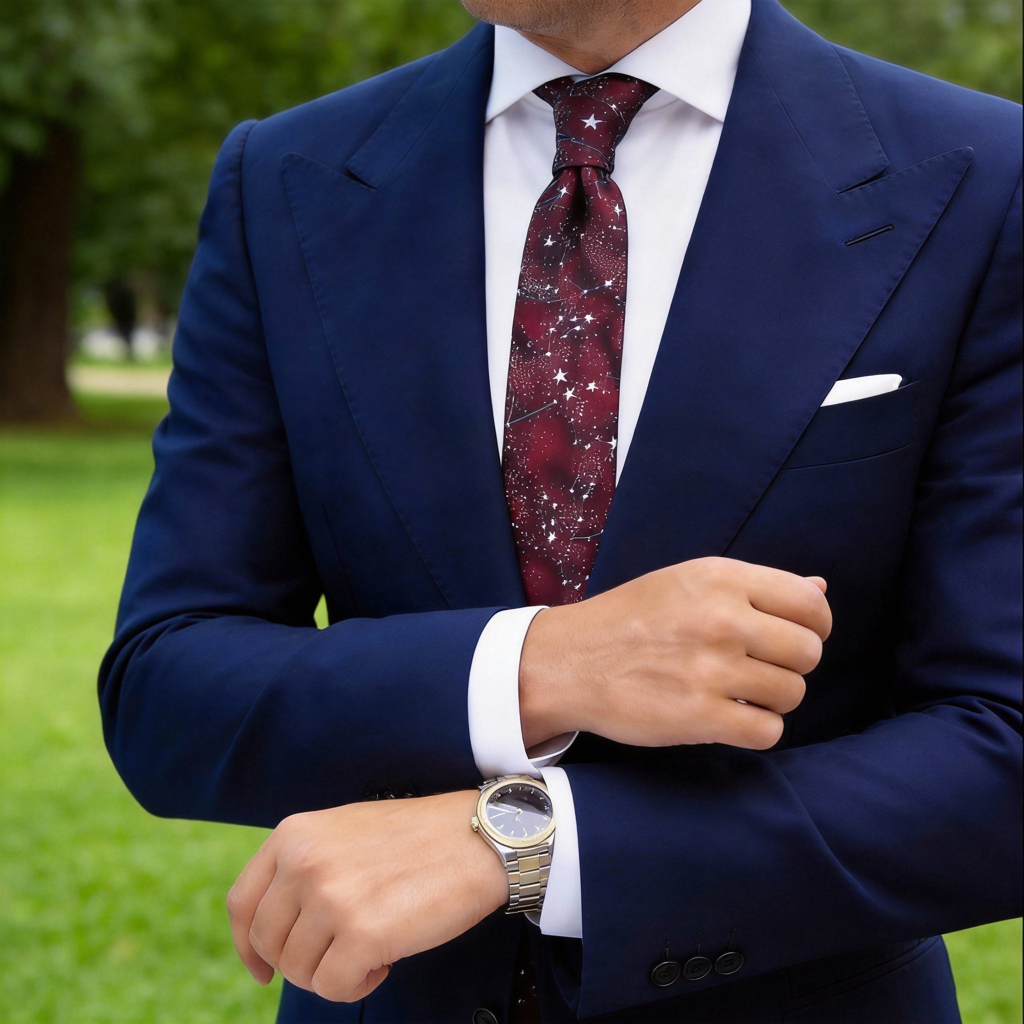 Red With White Star Necktie